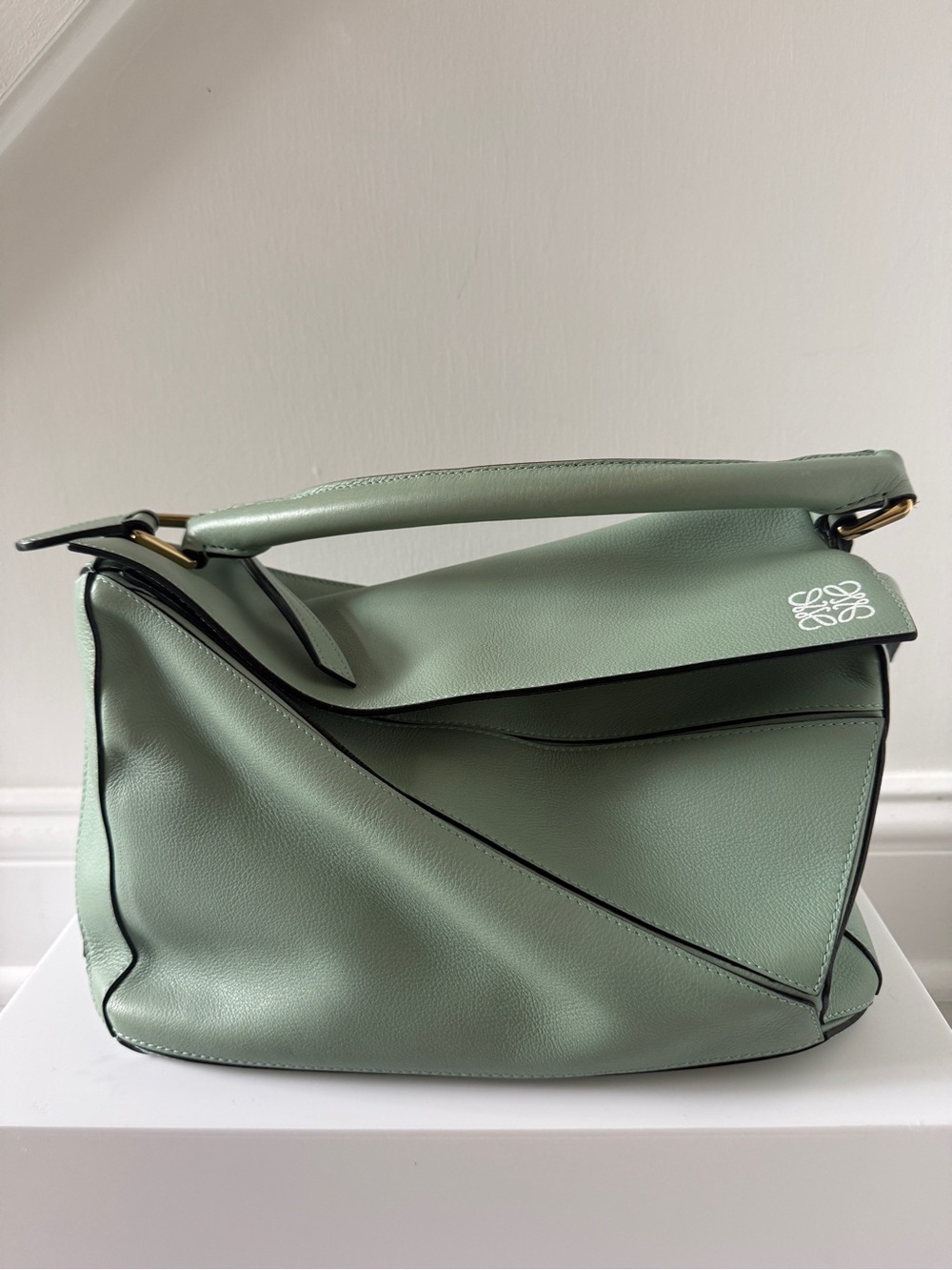 Loewe medium Puzzle Bag mint Leather Shoulder Bag